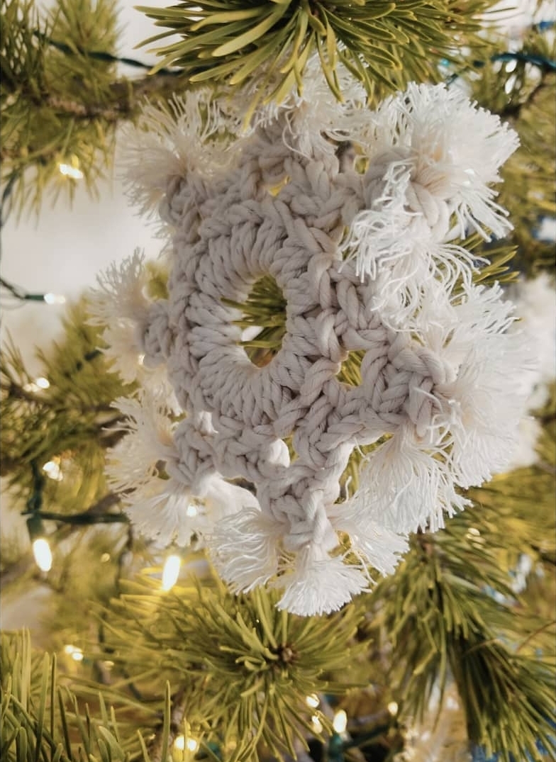 Macrame snowflake art project