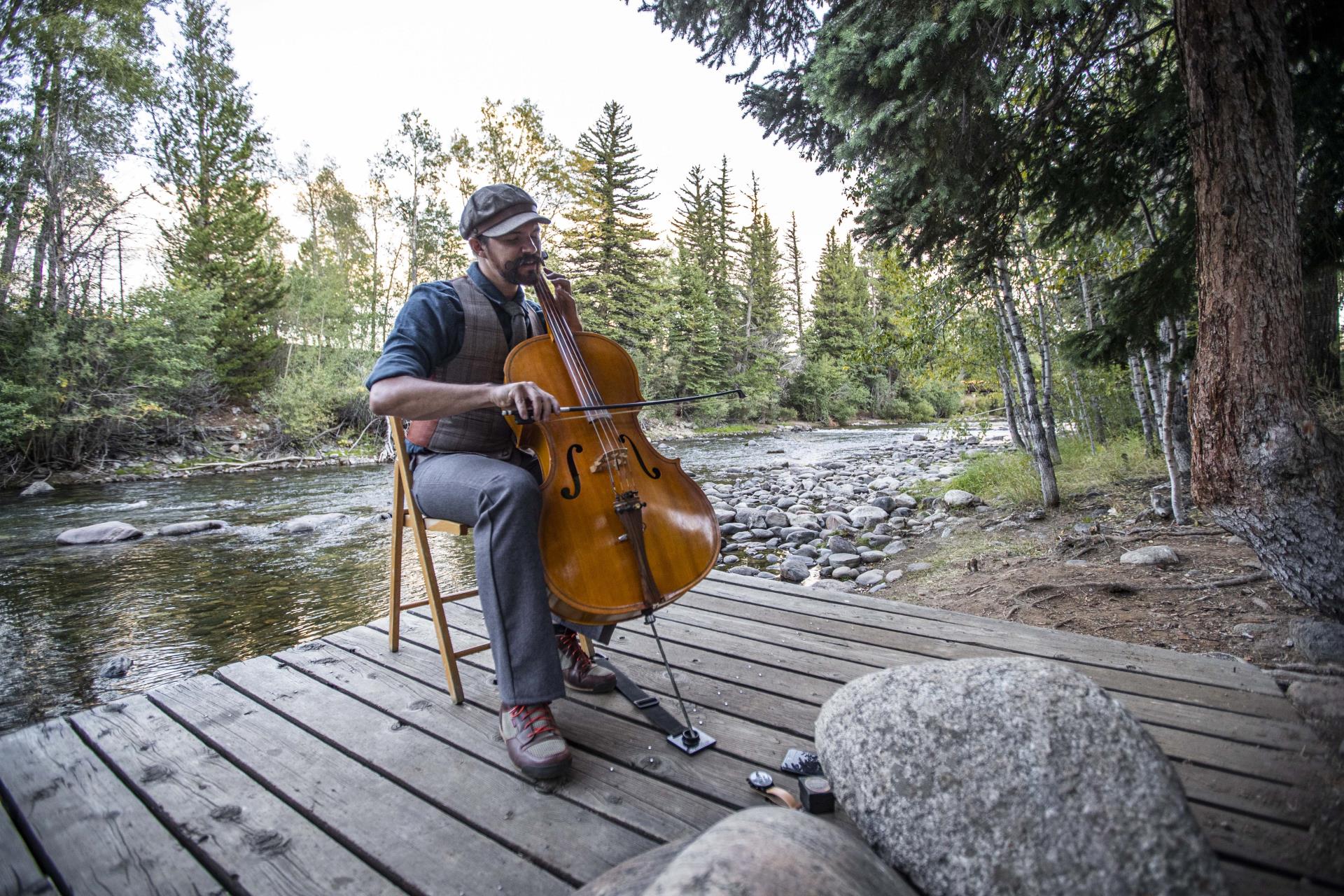 person playing cello