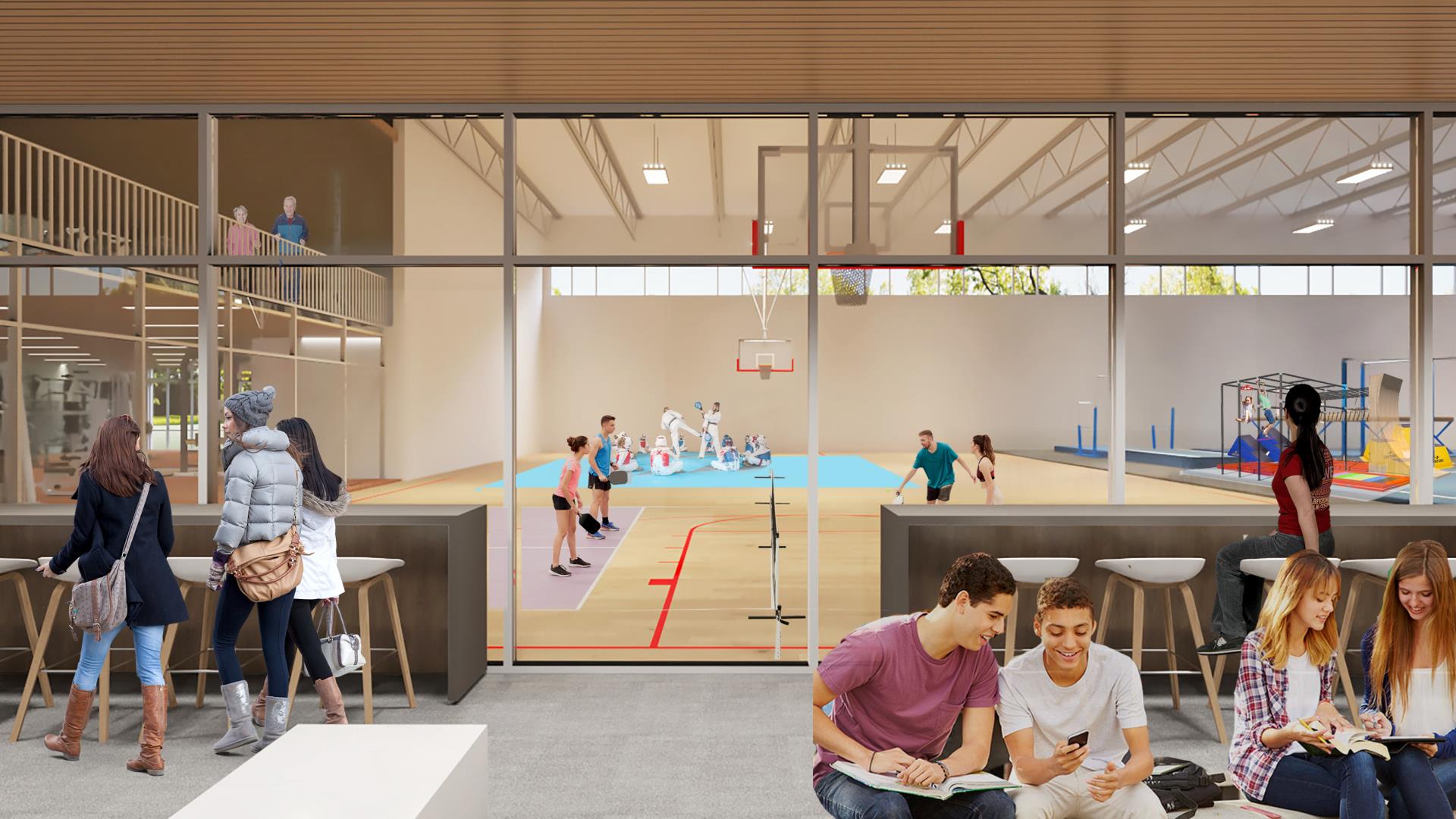 conceptual Multi activity center gymnasium rendering