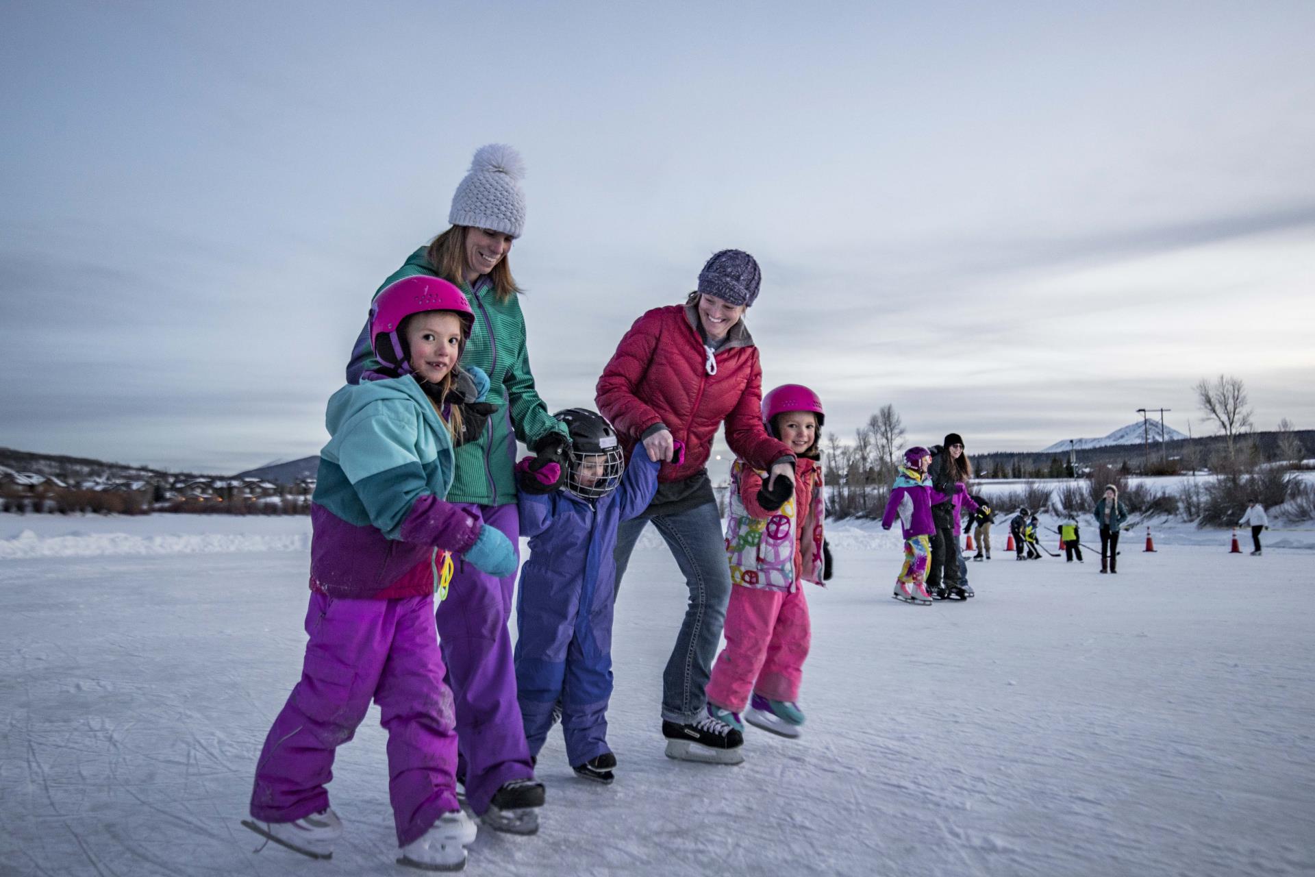 Family ice skating